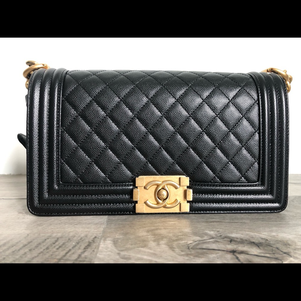 Chanel Boy Bag medium, black & gold